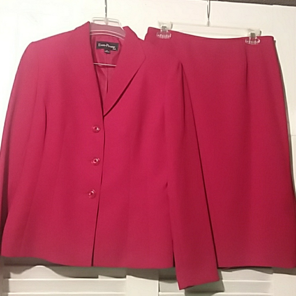 Evan-Picone Red Skirt Suit Set